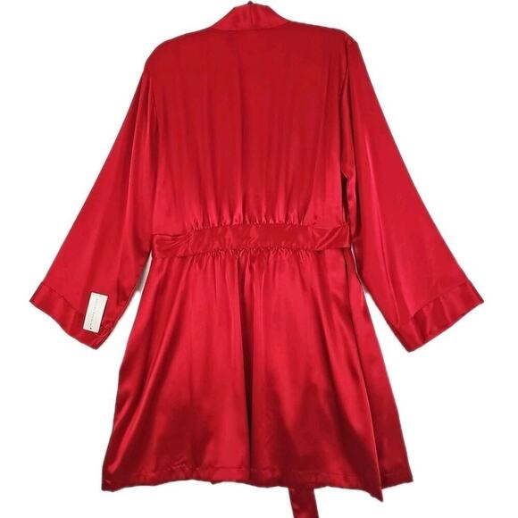 Morgan Taylor Intimates ~Woman Size XL~ Red Satin Robe Kimono NWT. - Picture 5 of 13